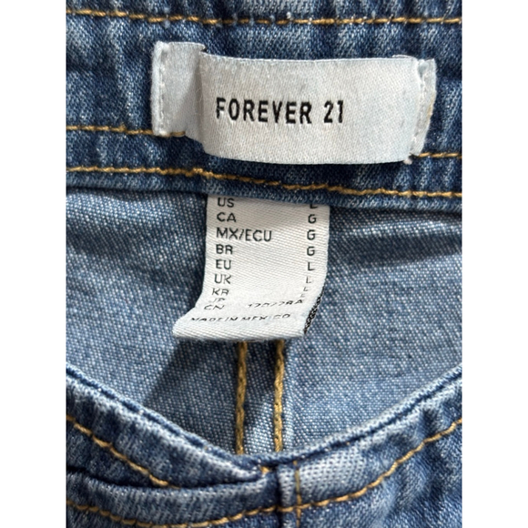 FOREVER 21 Blue Denim Wide Leg Jeans, Side Zipper, Women’s Large - Picture 4 of 7